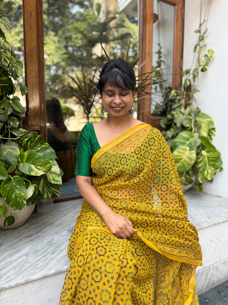 Ajrakh kota doria cotton saree