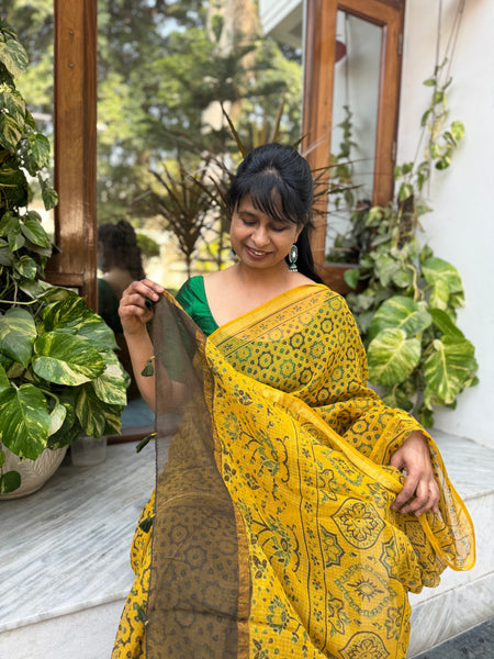 Ajrakh kota doria cotton saree