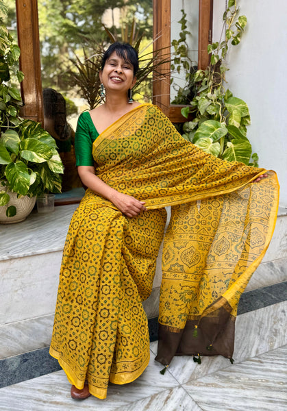 Ajrakh kota doria cotton saree