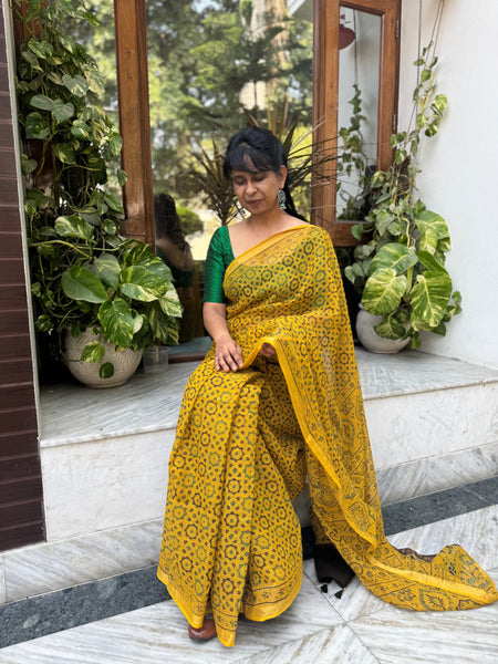 Ajrakh kota doria cotton saree