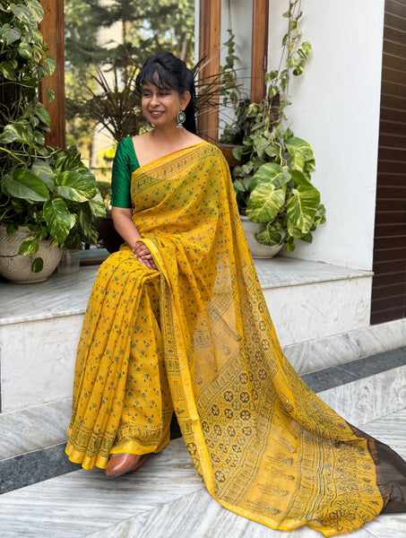 Ajrakh kota doria cotton saree