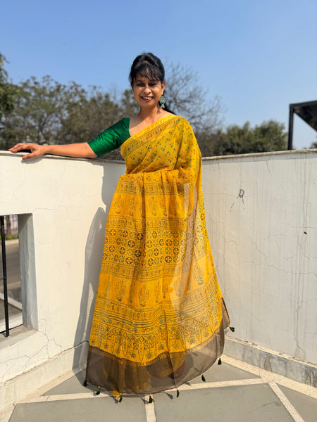 Ajrakh kota doria cotton saree