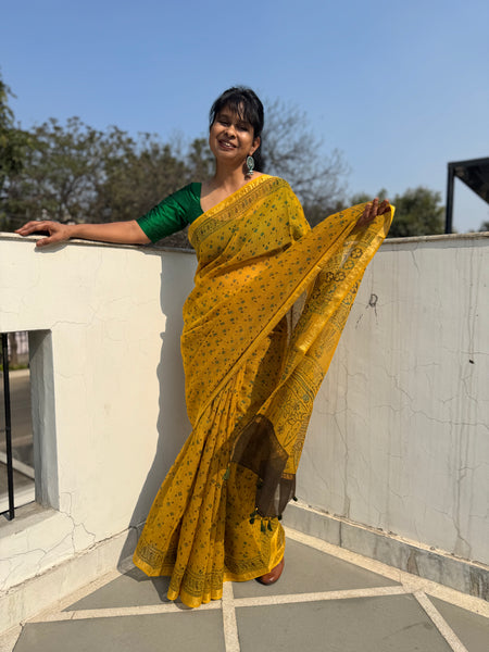 Ajrakh kota doria cotton saree