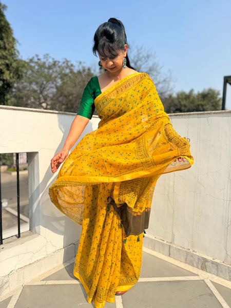 Ajrakh kota doria cotton saree