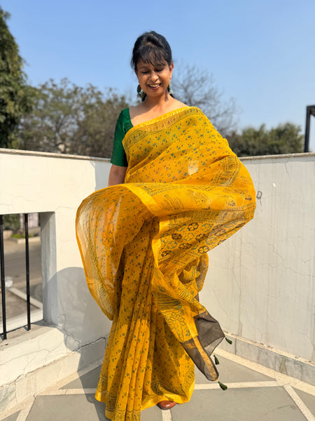 Ajrakh kota doria cotton saree