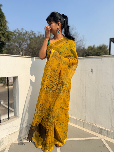 Ajrakh kota doria cotton saree