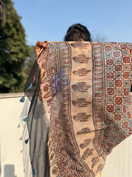 Ajrakh kota doria cotton saree