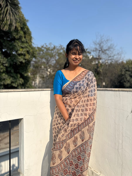 Ajrakh kota doria cotton saree