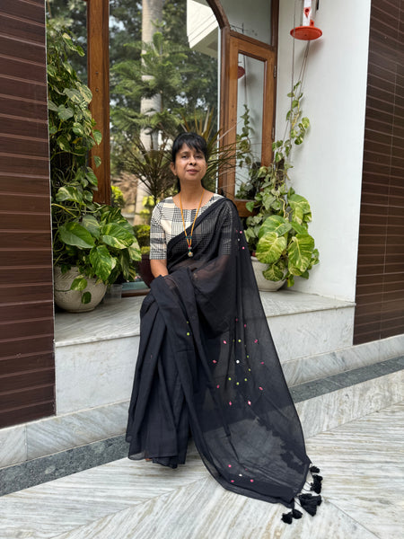 Black mul cotton with embroidery