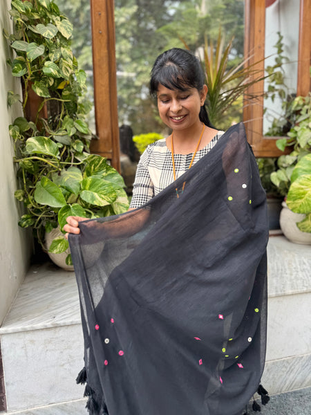 Black mul cotton with embroidery
