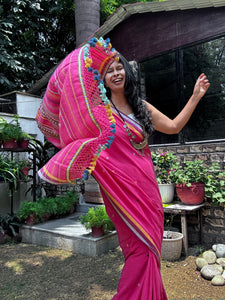 Bhujodi saree - Organic Kala Cotton - Gulaabi