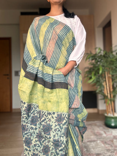 Anar Rang - Cotton block printed saree