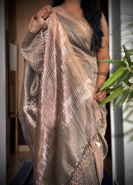 Banaras Weave- Chiniya silk saree with woven zari stripes
