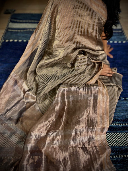 Banaras Weave- Chiniya silk saree with woven zari stripes
