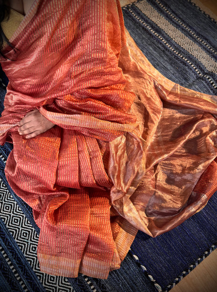 Banaras Weave- Chiniya silk saree with woven zari stripes
