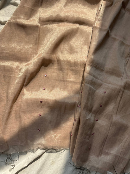 Swarnalata -Handloom Mul Tissue Saree with Pallu Embroidered