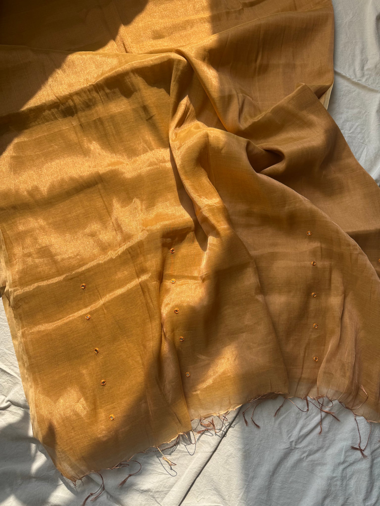 Deepti -Handloom Mul Tissue Saree with Pallu Embroidered