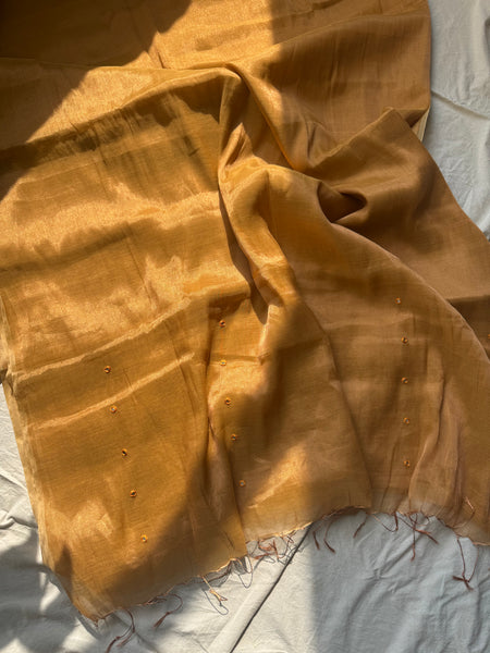 Deepti -Handloom Mul Tissue Saree with Pallu Embroidered