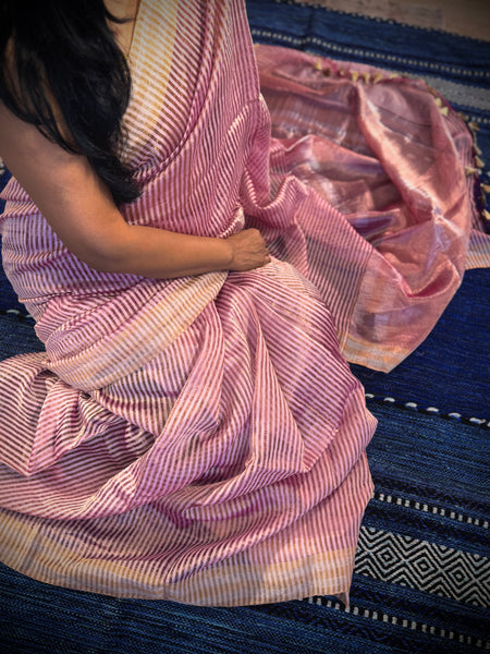 Banaras Weave- Chiniya silk saree with woven zari stripes