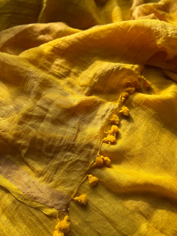 BEST SELLER- Haldi- Handwoven Linen saree