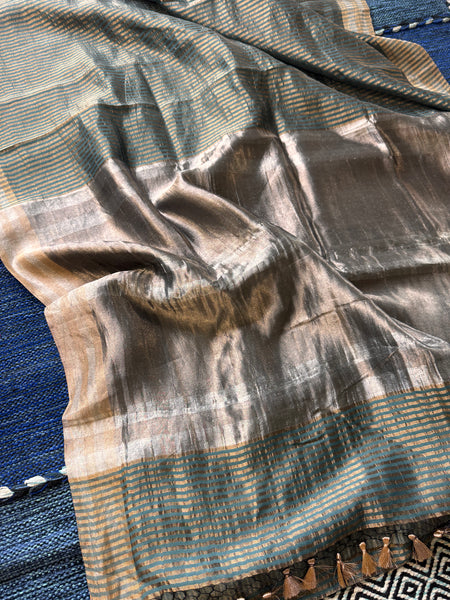 Banaras Weave- Chiniya silk saree with woven zari stripes