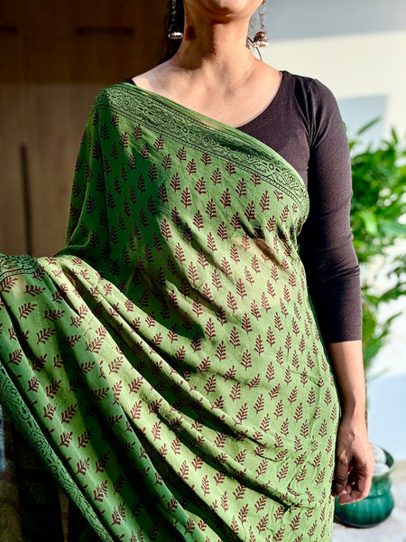 Bagh Naturally Dyed Georgette Saree - Green