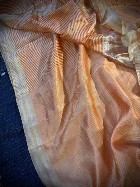 Banaras Weave- Chiniya silk saree with woven zari stripes