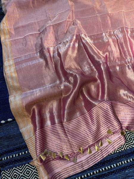 Banaras Weave- Chiniya silk saree with woven zari stripes