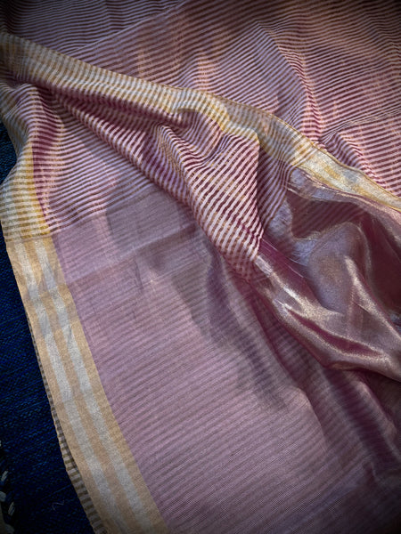 Banaras Weave- Chiniya silk saree with woven zari stripes