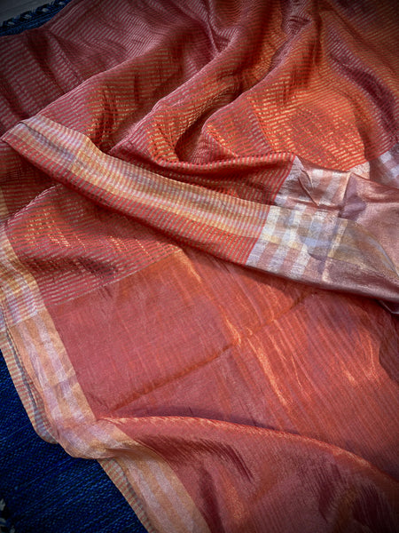 Banaras Weave- Chiniya silk saree with woven zari stripes