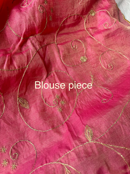 Jaal Embroidery on BP-  Tissue Chanderi Handwoven Saree