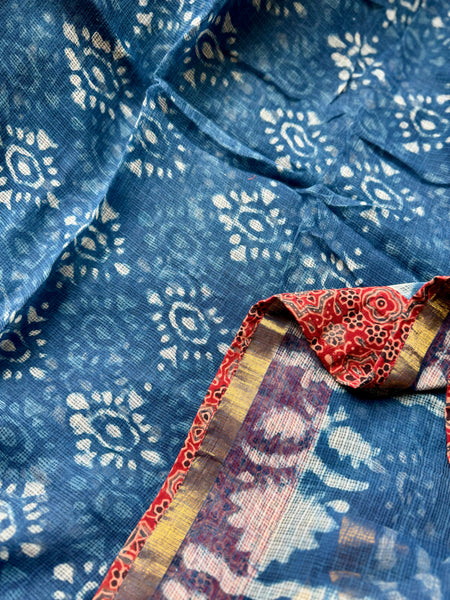 BEST SELLER - kota doria cotton saree with patchwork border