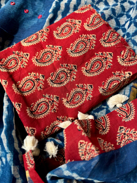 BEST SELLER -Embroidered  kota doria cotton saree with patchwork border