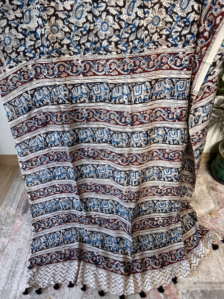 Modal Silk - Kalamkari hand block Printed Saree