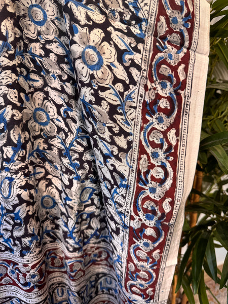 Modal Silk - Kalamkari hand block Printed Saree