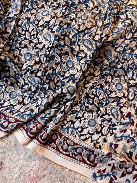 Modal Silk - Kalamkari hand block Printed Saree