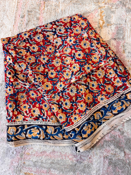 Modal Silk - Kalamkari hand block Printed Saree