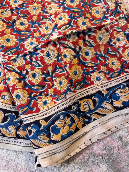 Modal Silk - Kalamkari hand block Printed Saree