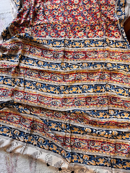 Modal Silk - Kalamkari hand block Printed Saree