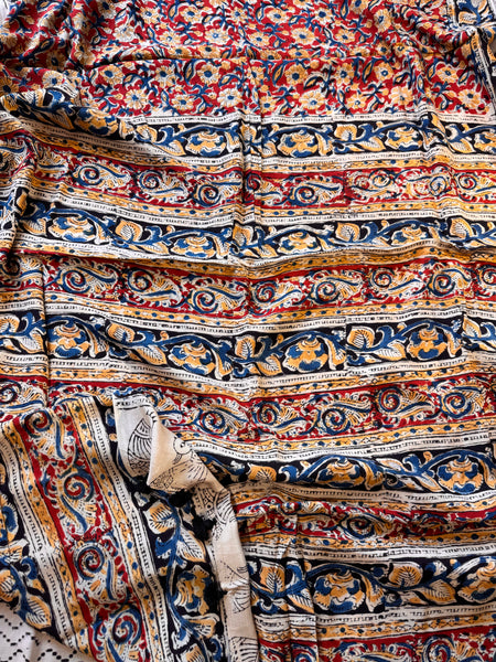 Modal Silk - Kalamkari hand block Printed Saree