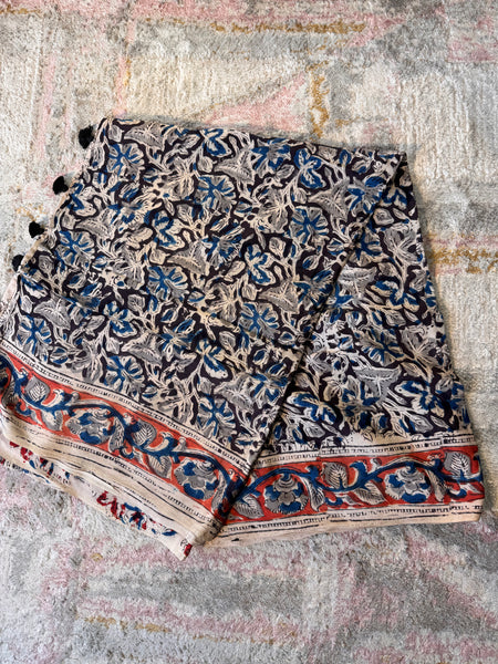 Modal Silk - Kalamkari hand block Printed Saree