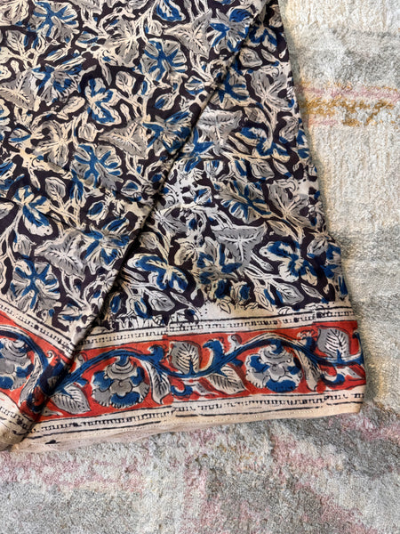 Modal Silk - Kalamkari hand block Printed Saree