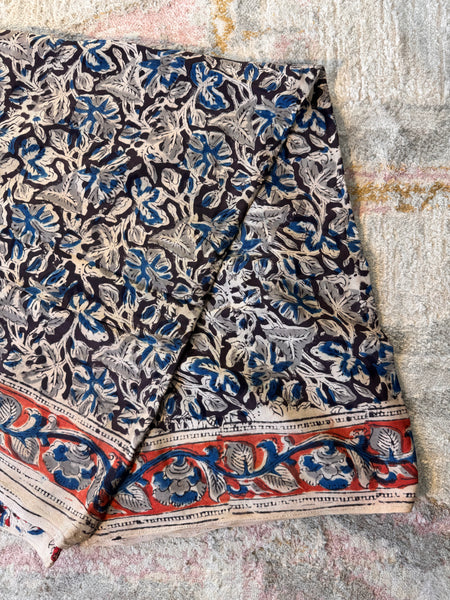 Modal Silk - Kalamkari hand block Printed Saree