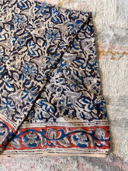Modal Silk - Kalamkari hand block Printed Saree