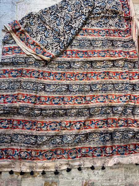 Modal Silk - Kalamkari hand block Printed Saree
