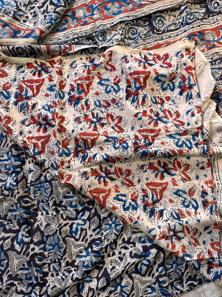 Modal Silk - Kalamkari hand block Printed Saree