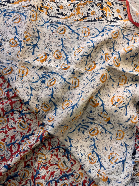 Bangalore Silk - Kalamkari hand block Printed Saree- Red
