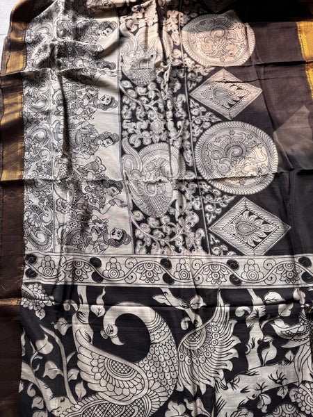 Kalamkari - Printed Bangalore Silk Zari Saree