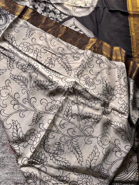 Kalamkari - Printed Bangalore Silk Zari Saree
