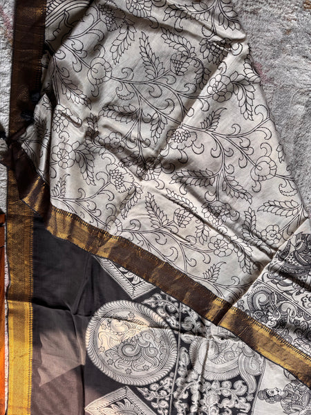 Kalamkari - Printed Bangalore Silk Zari Saree